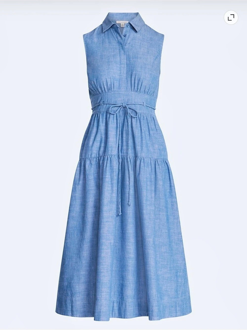 NWT Free Assembly XS Blue Cotton Maxi Shirtdress Belt Coastal Cottagecore